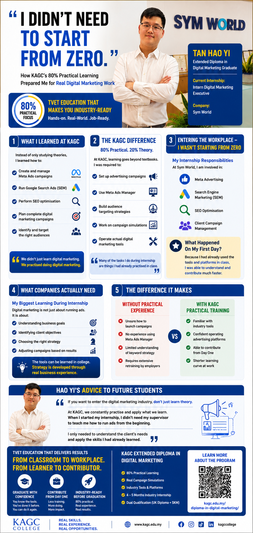  Infographic showing the testimonial from KAGC’s digital marketing graduate Tan Hao Yi